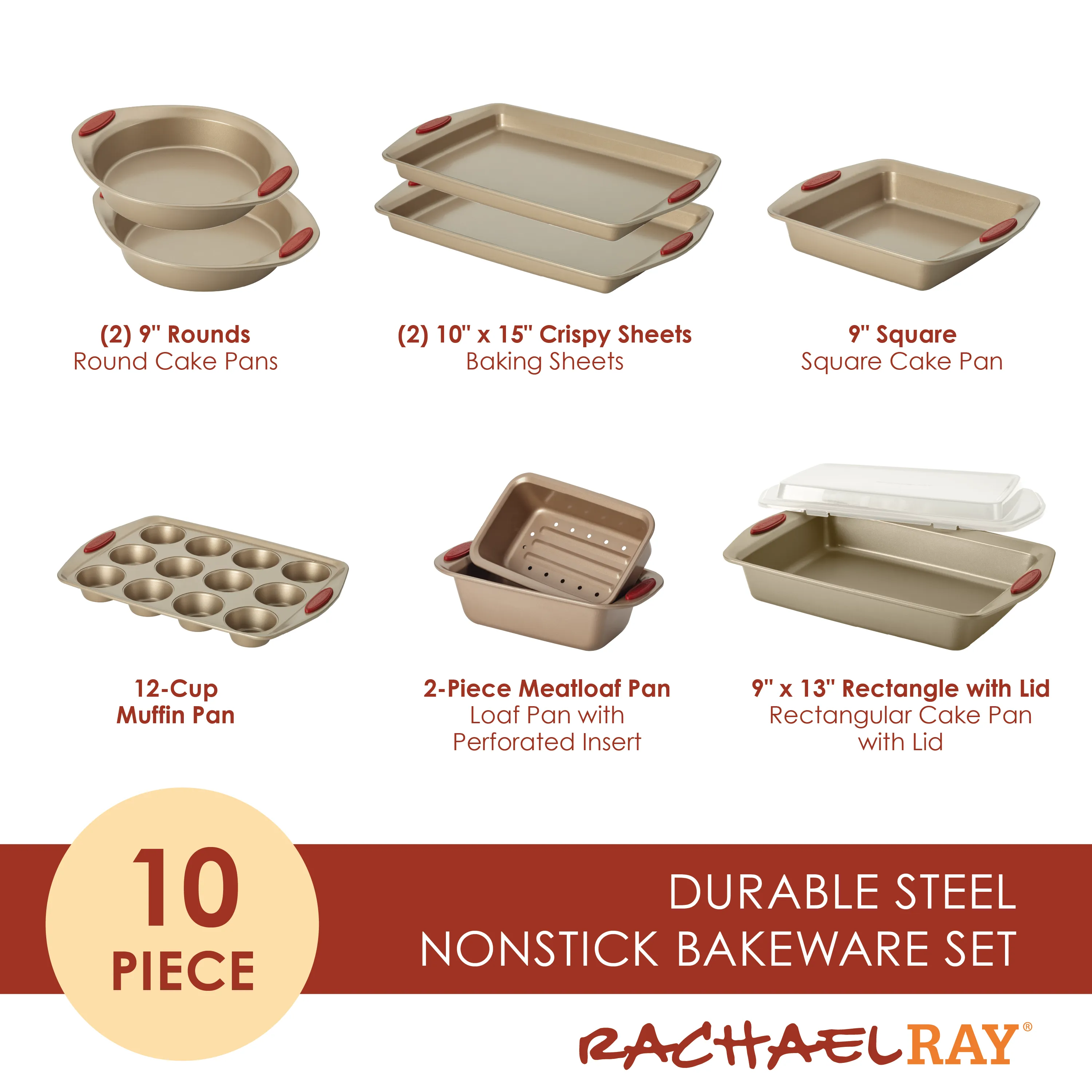 10-Piece Nonstick Bakeware Set