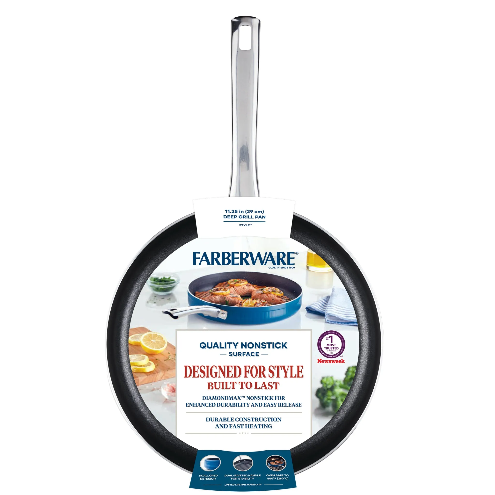 11.25-Inch Nonstick Deep Round Grill Pan