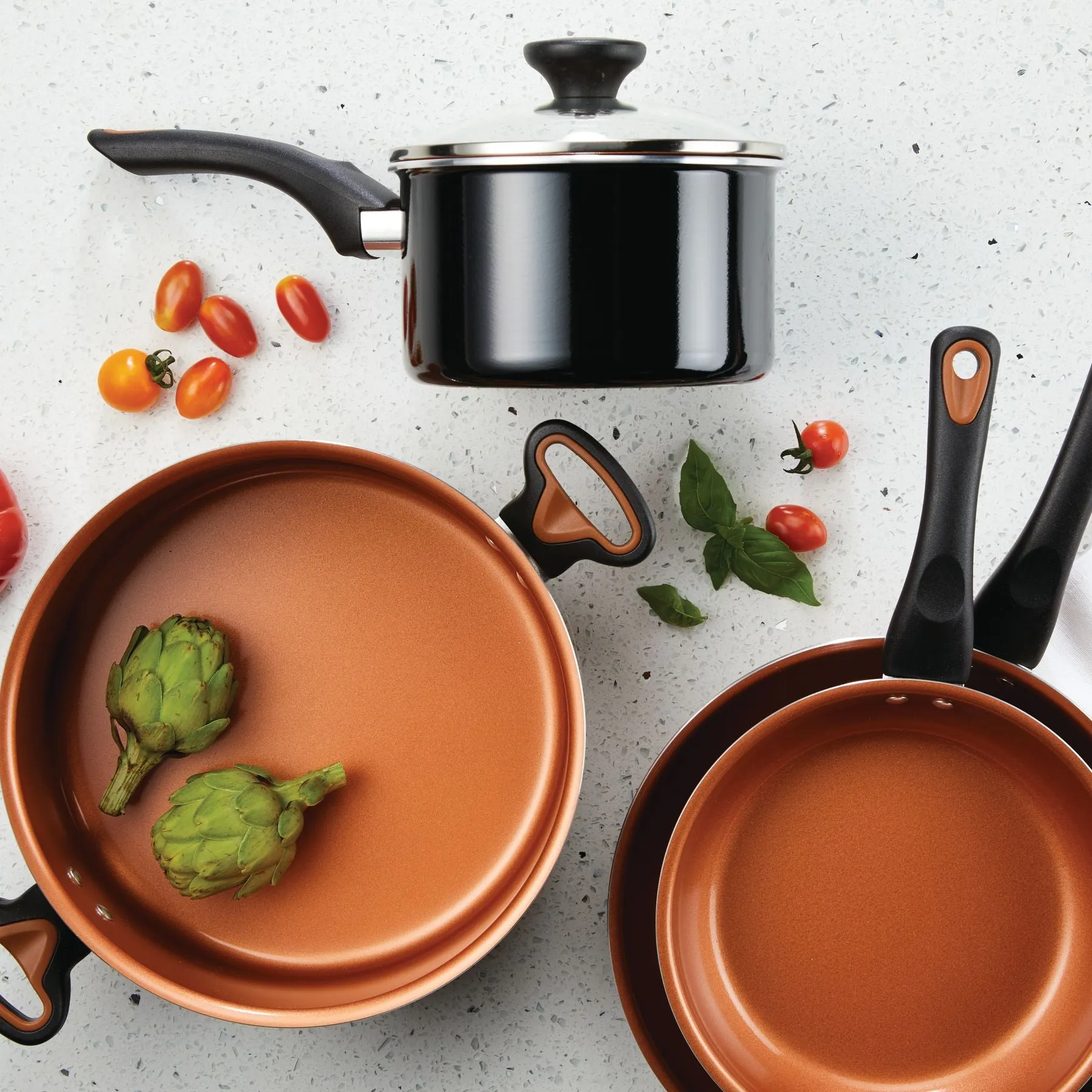 12-Piece Copper Ceramic Nonstick Cookware Set