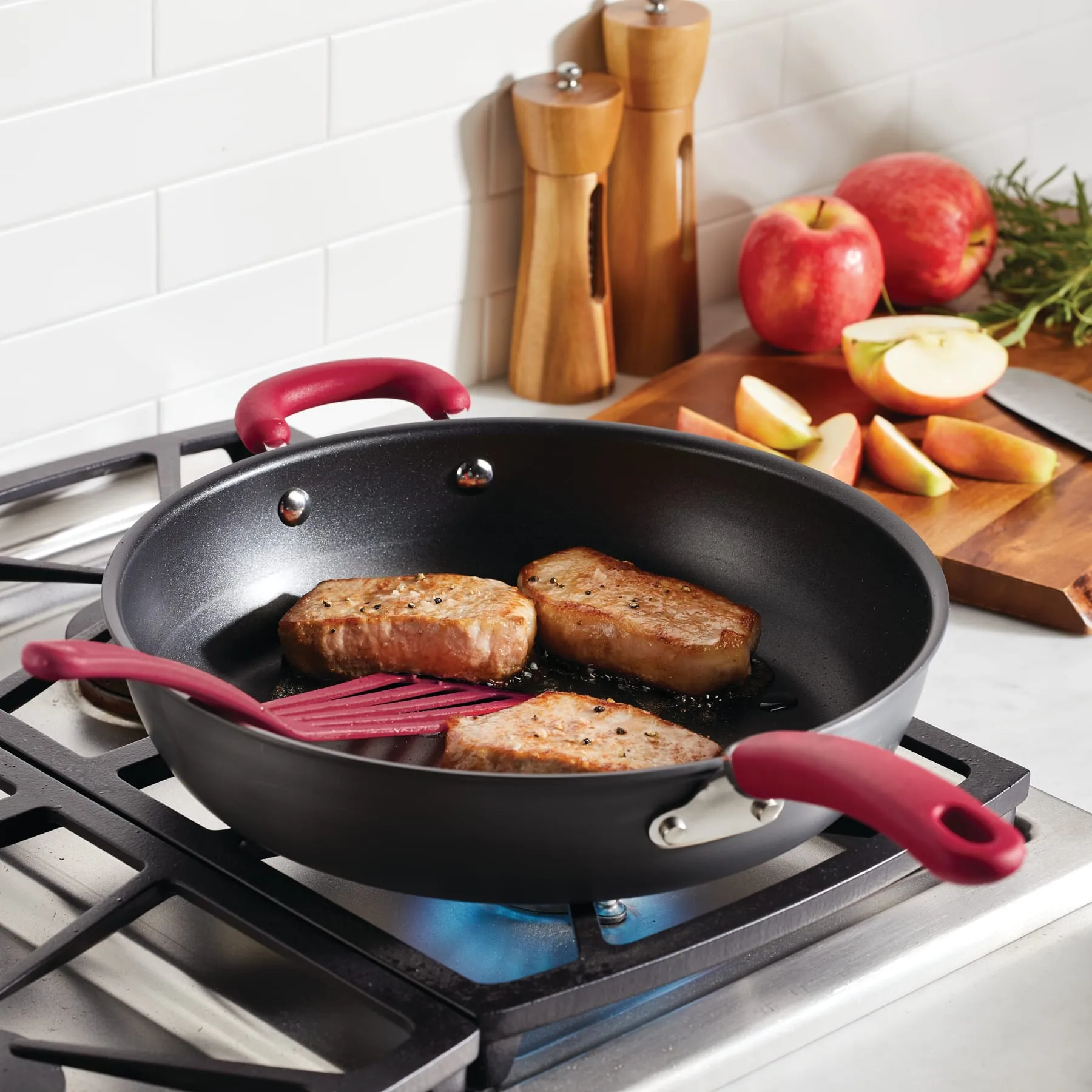 12.5-Inch Create Delicious Anodized Nonstick Induction Deep Frying Pan with Helper Handle