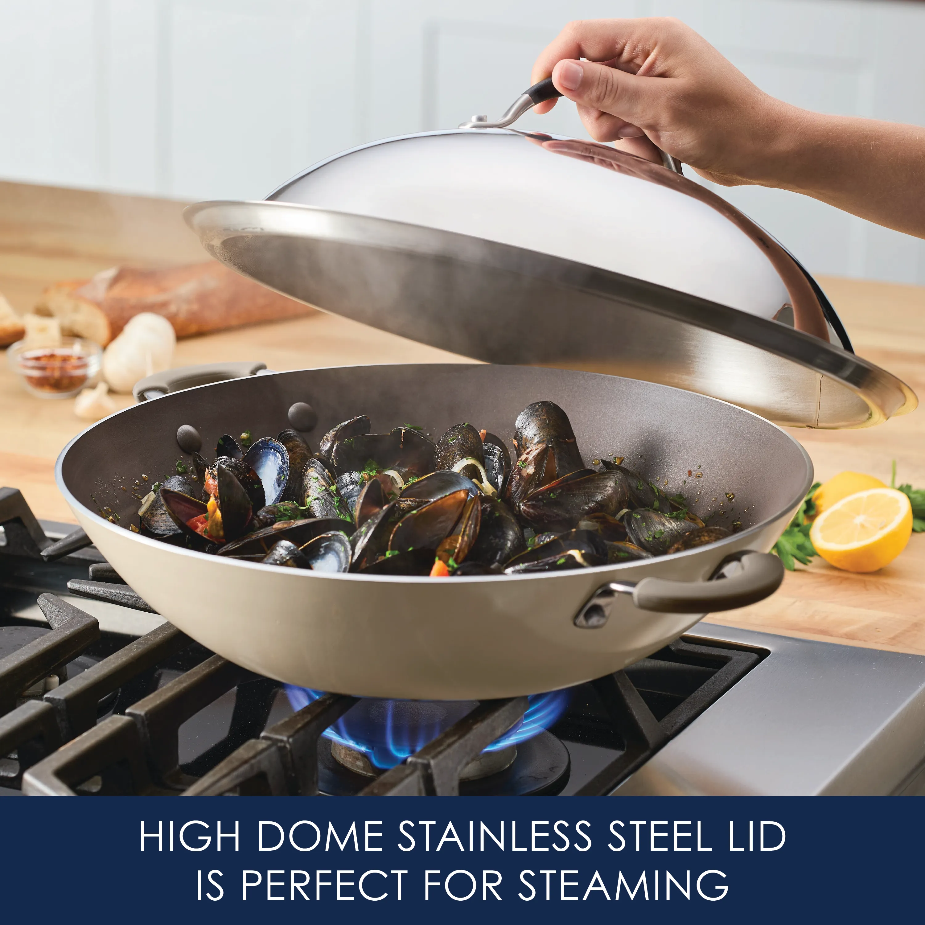 14-Inch Stainless Steel Domed Lid