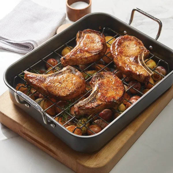 16-Inch x 12-Inch Nonstick Hard Anodized Roaster with Reversible Rack