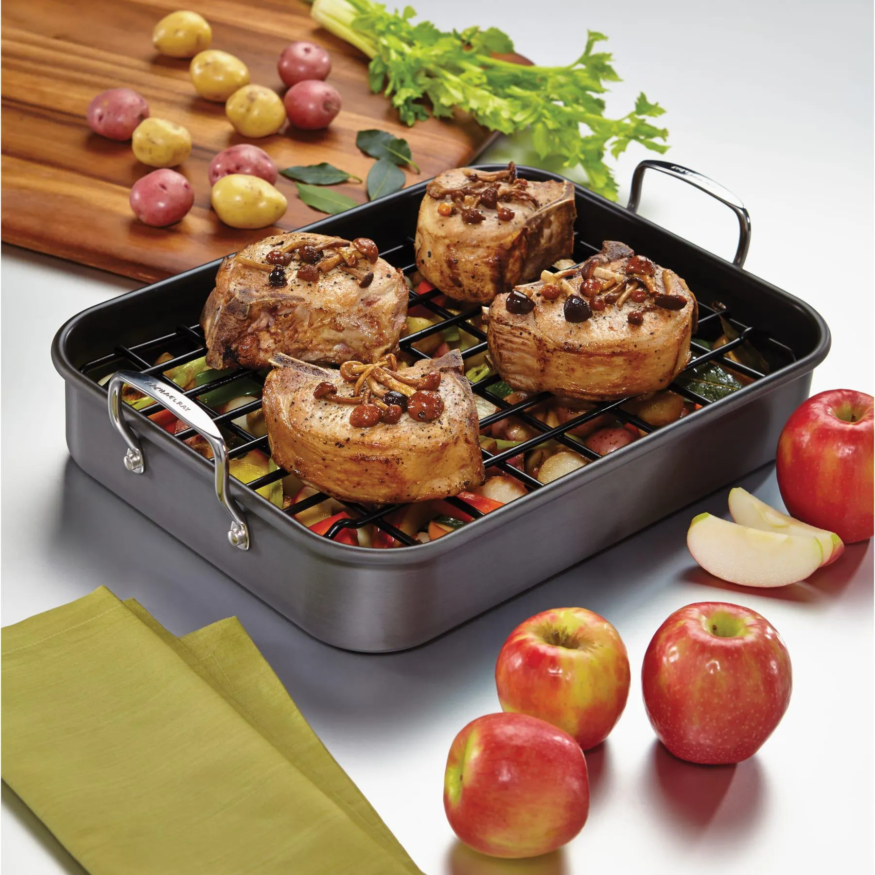 16-Inch x 12-Inch Nonstick Hard Anodized Roaster with Reversible Rack