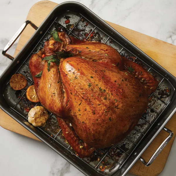 16-Inch x 12-Inch Nonstick Hard Anodized Roaster with Reversible Rack