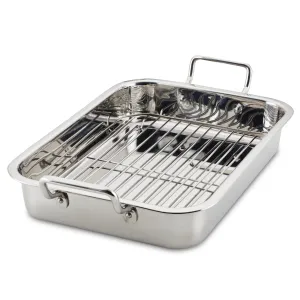 17" x 12.25" Stainless Steel Roaster with Rack