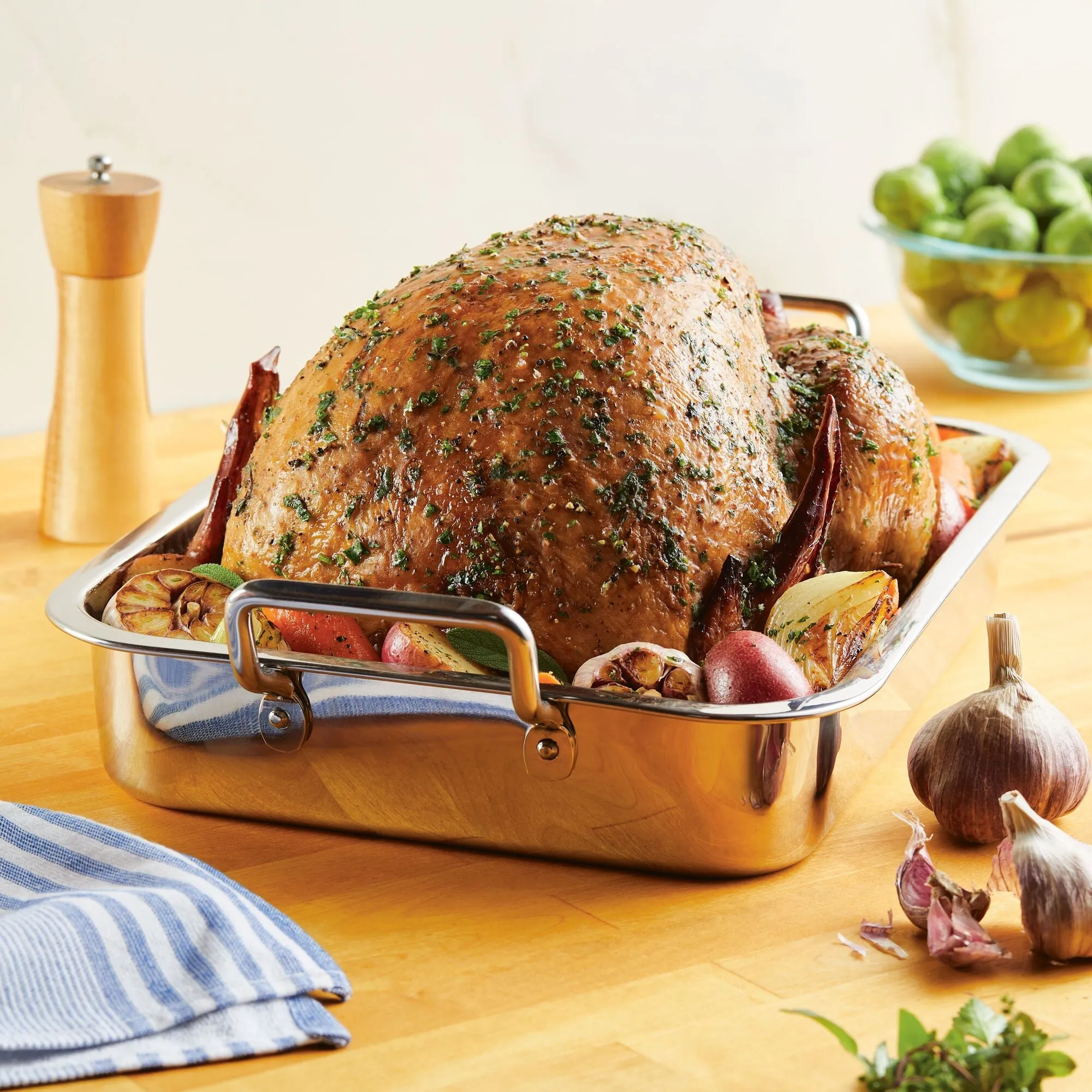 17" x 12.25" Stainless Steel Roaster with Rack
