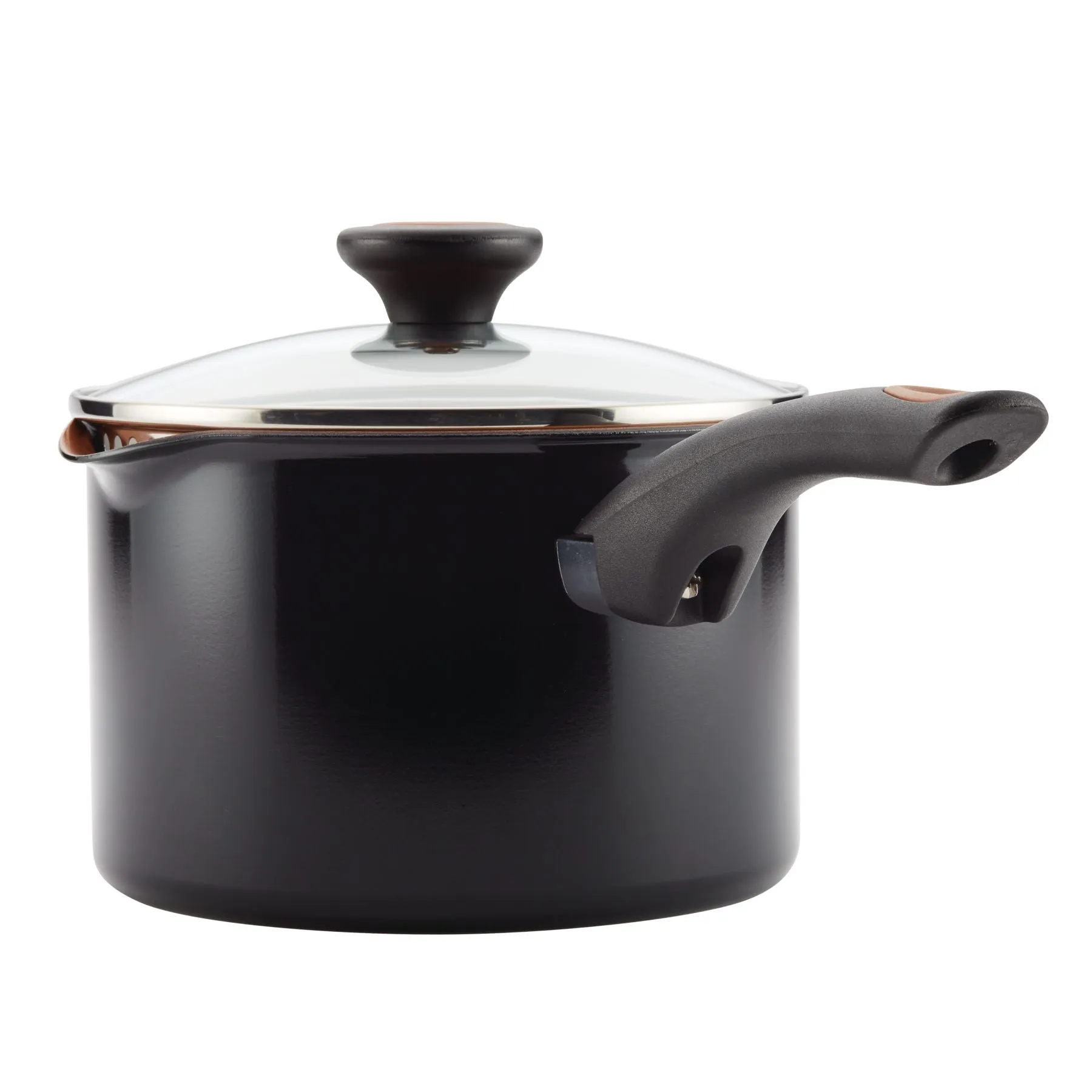 3-Quart Copper Ceramic Nonstick Straining Saucepan