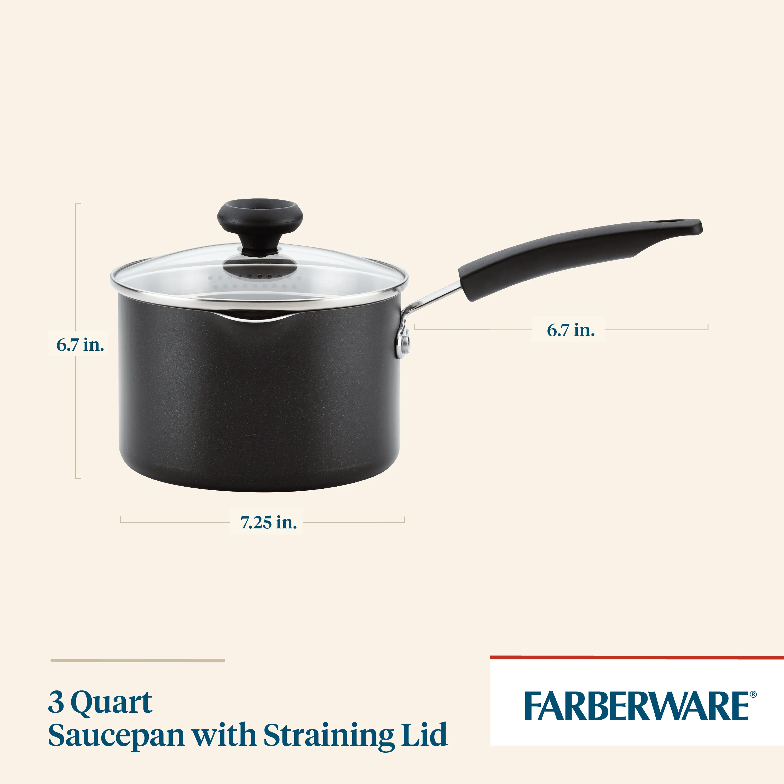 3-Quart Nonstick Straining Saucepan