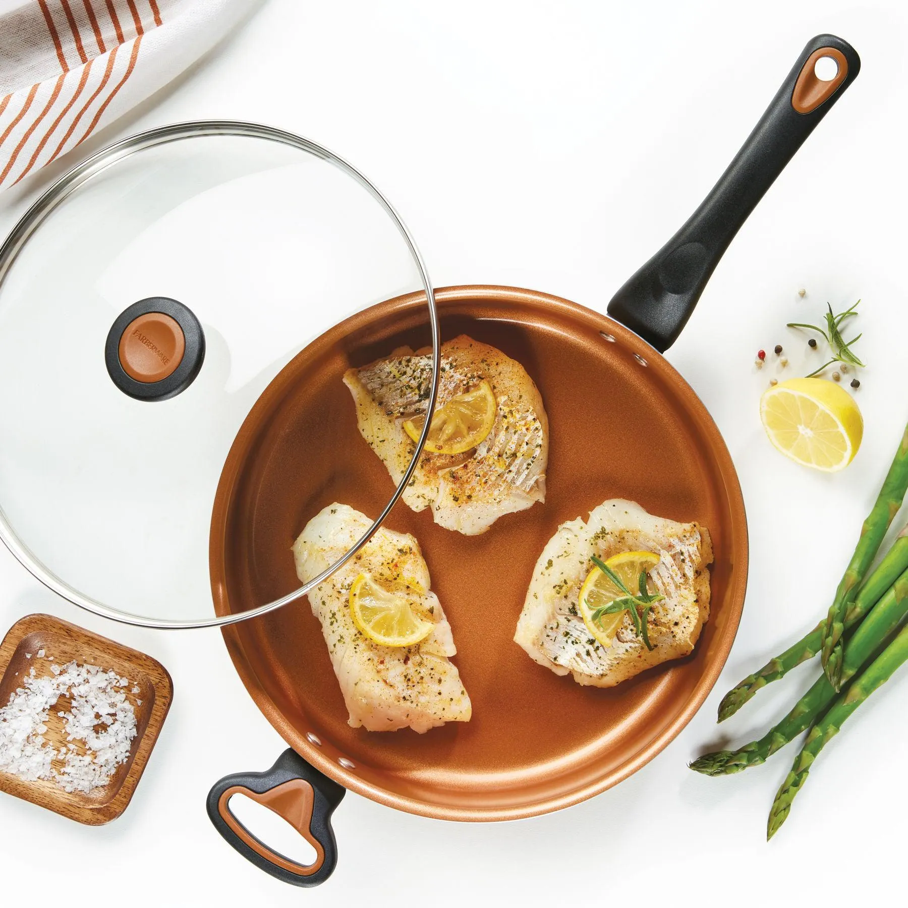 4-Quart Copper Ceramic Nonstick Saute Pan