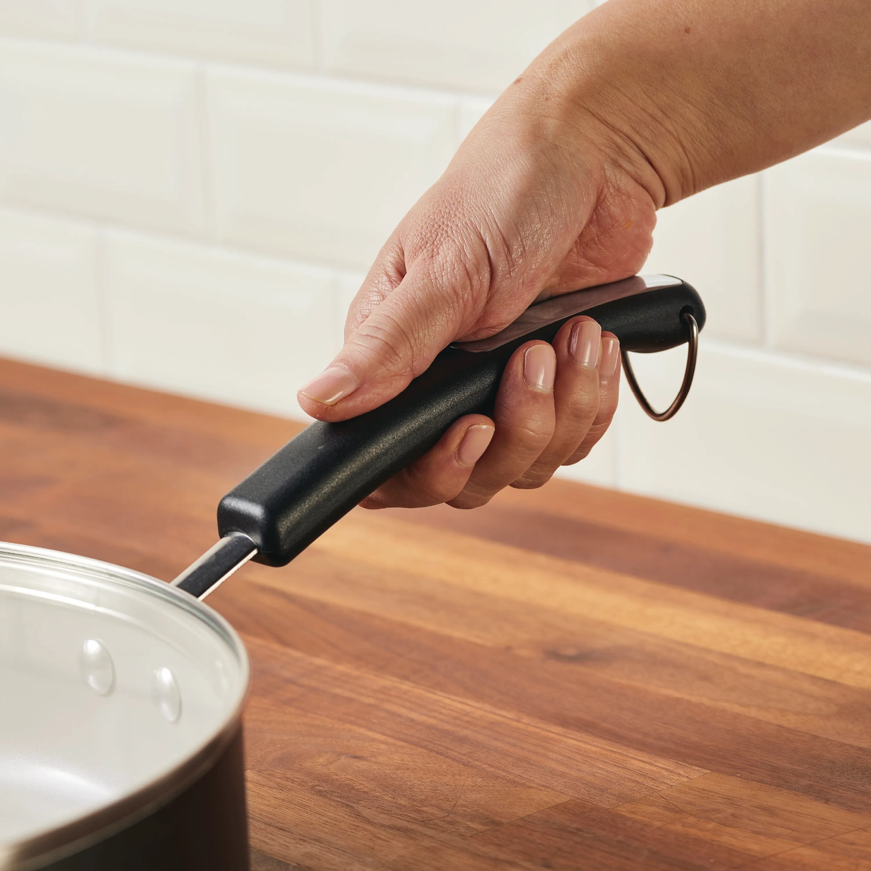4.5-Quart Monochrome Ceramic Nonstick Sauté Pan with lid and Helper Handle