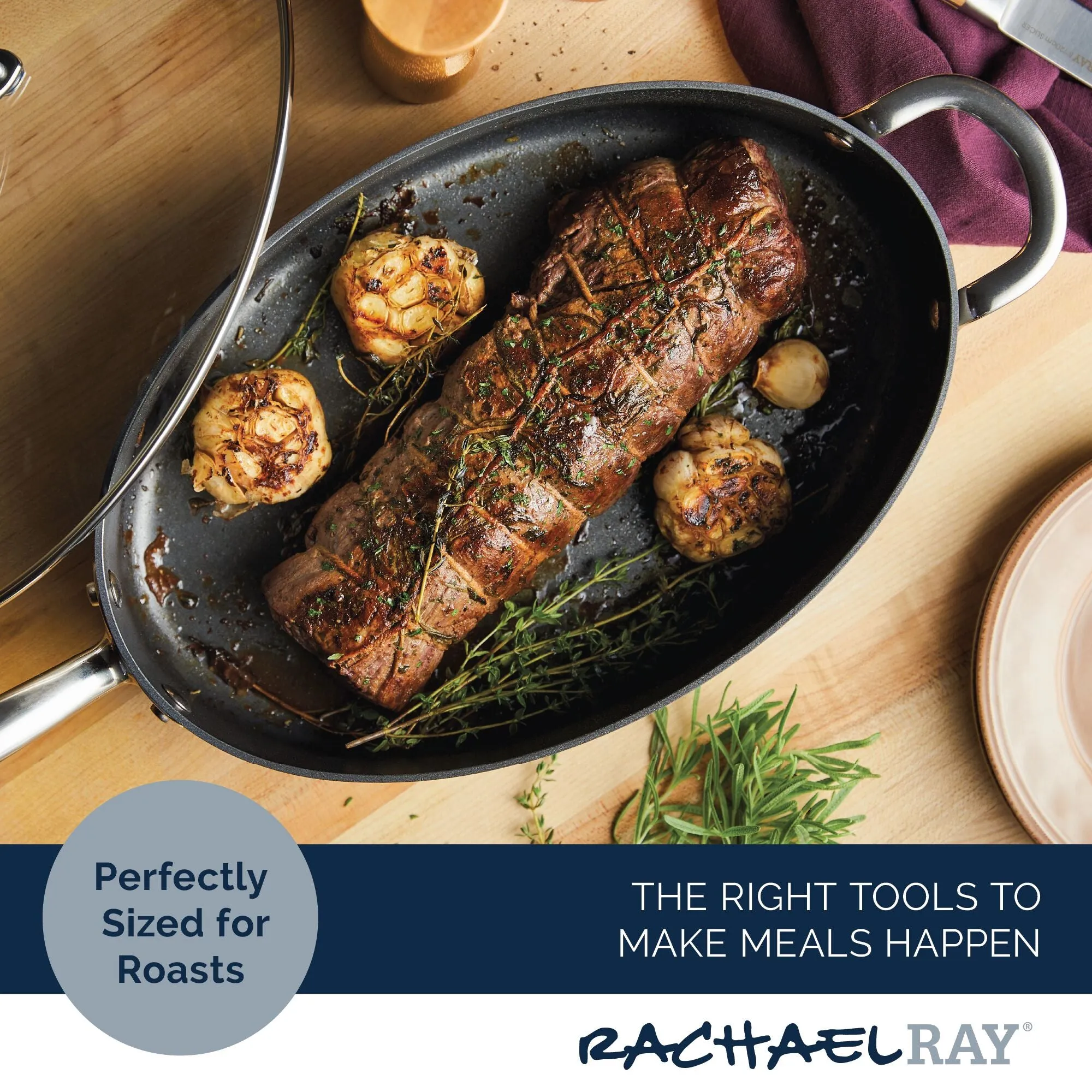 5-Quart Professional Hard Anodized Nonstick Oval Sauté Pan with Lid