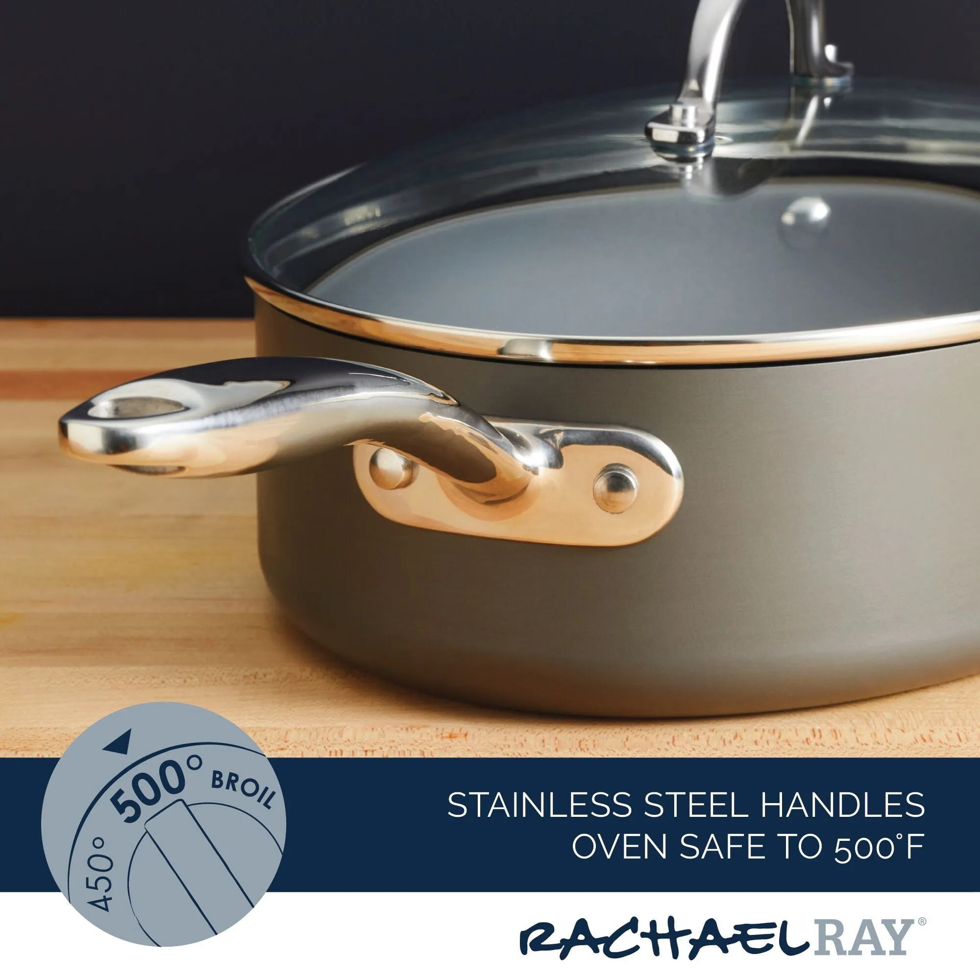 5-Quart Professional Hard Anodized Nonstick Oval Sauté Pan with Lid