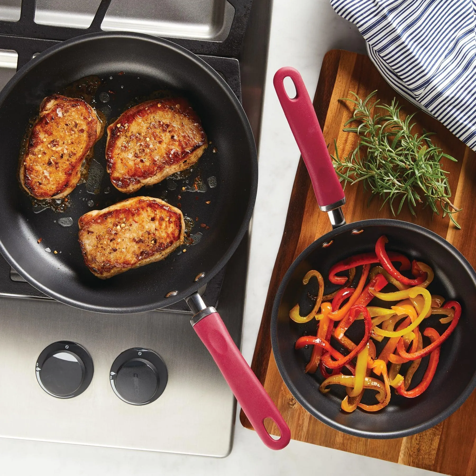 9.5-Inch and 11.75-Inch Create Delicious Hard Anodized Nonstick Induction Frying Pan Set