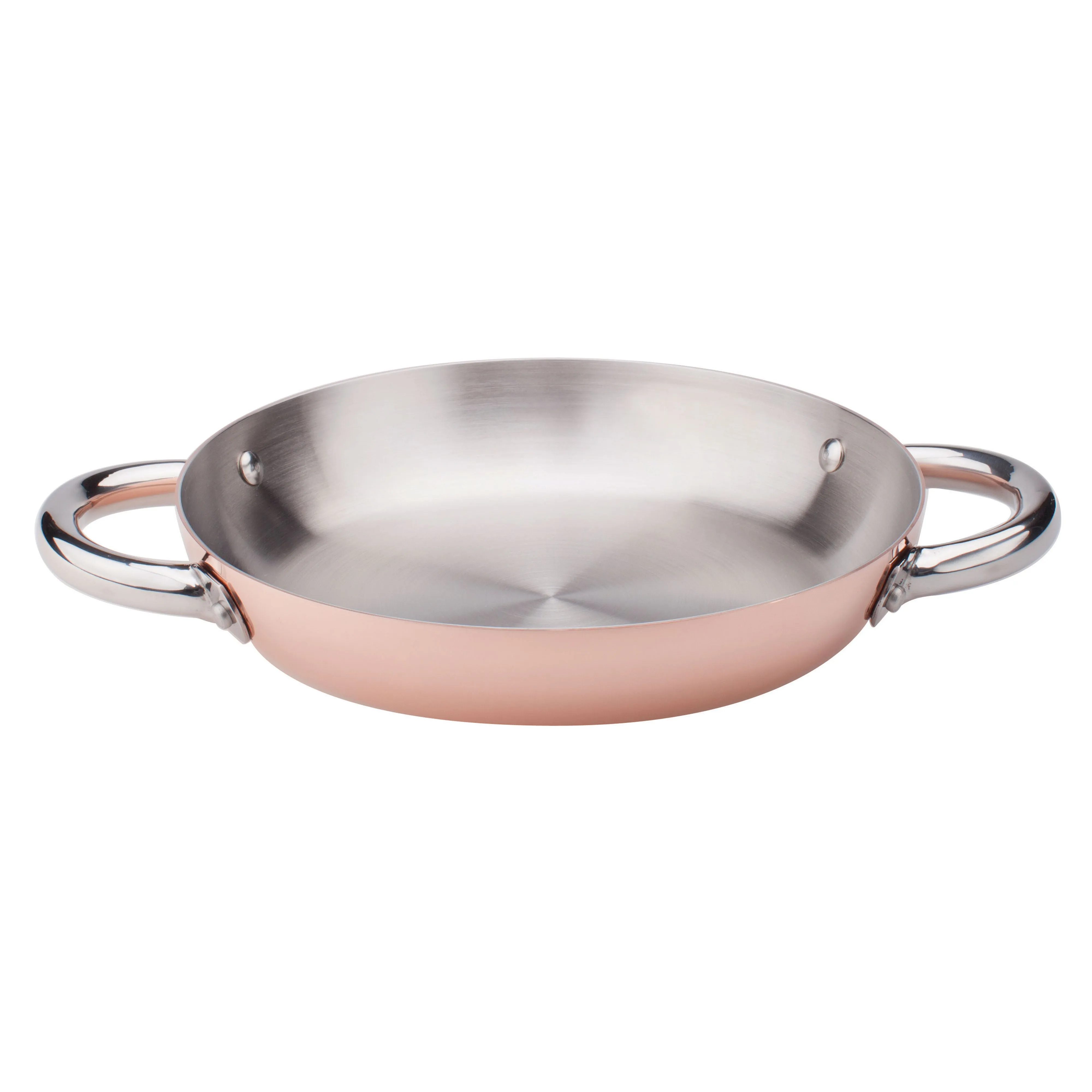 Agnelli Induction Copper 3 Omelette Pan With Two Stainless Steel Handles, 11-Inches