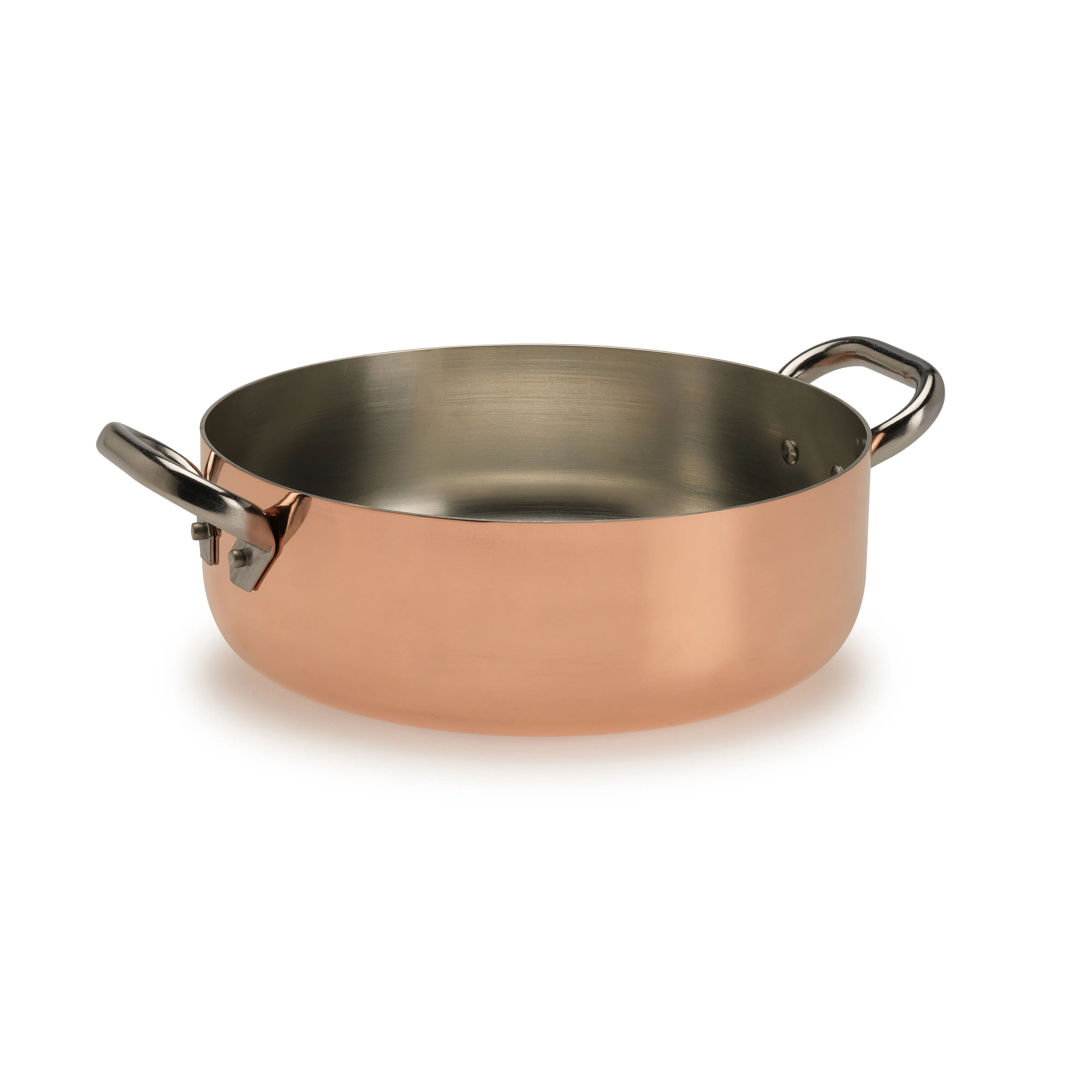 Agnelli Induction Copper Casserole With Two Stainless Steel Handles, 6.3-Quart