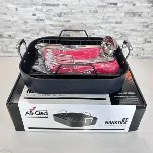 All-clad B1 Nonstick Roaster w/ Rack,13" x 16" , All-clad Mitts and Turkey Forks