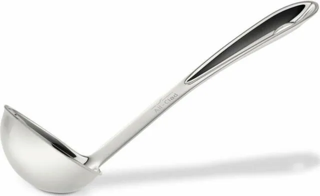 All-Clad BD55508 D5 Brushed 5-Ply Dishwasher Safe 8-qt Stock Pot with lid and All-Clad Stainless Steel T232 Serving Ladle