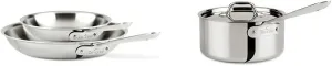 All-Clad D3 Stainless Steel 10 & 12 Inch Fry Pans with All-clad 3-qt Sauce Pan