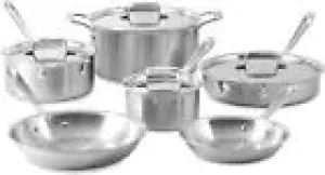 All-Clad D5 5-Ply Brushed 10-Pc Cookware Set. Induction, Oven Broiler Safe 600F