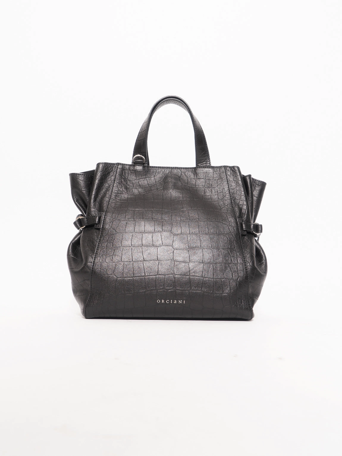 Black Coconut Effect Double Handle Bag