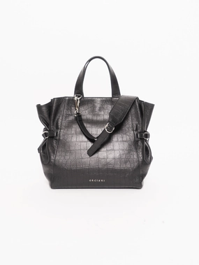 Black Coconut Effect Double Handle Bag