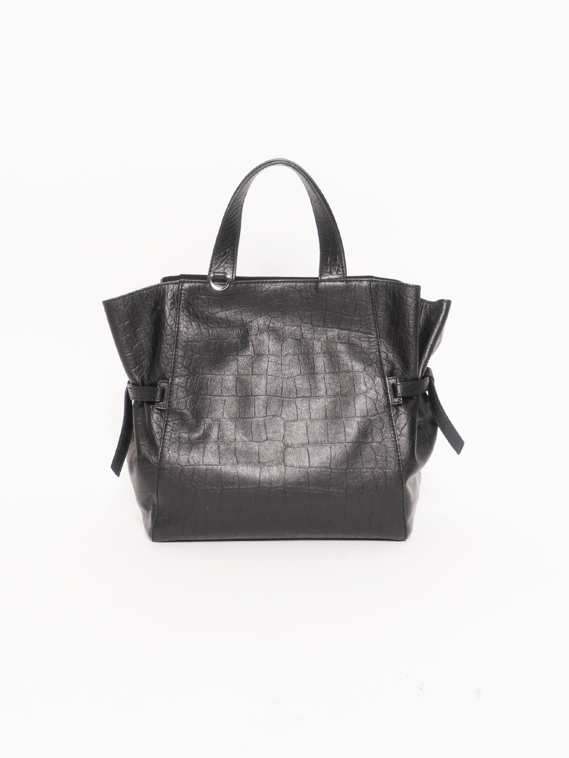 Black Coconut Effect Double Handle Bag