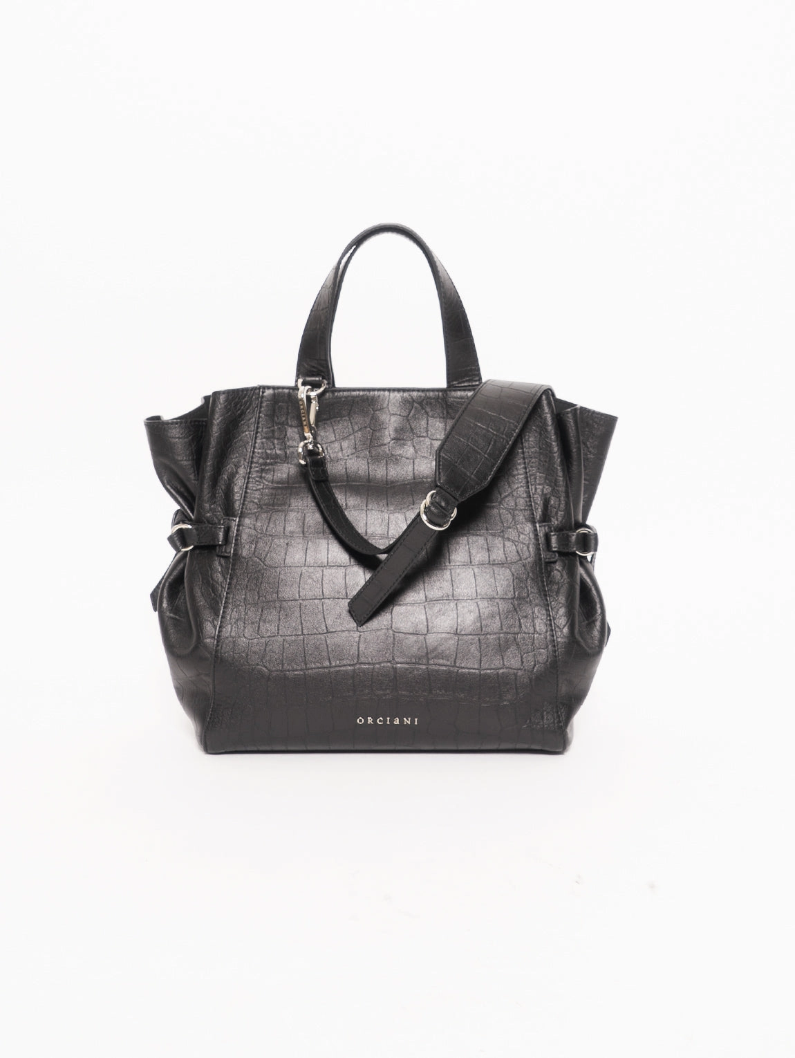 Black Coconut Effect Double Handle Bag