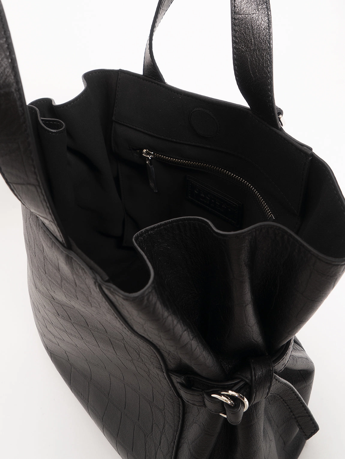 Black Coconut Effect Double Handle Bag