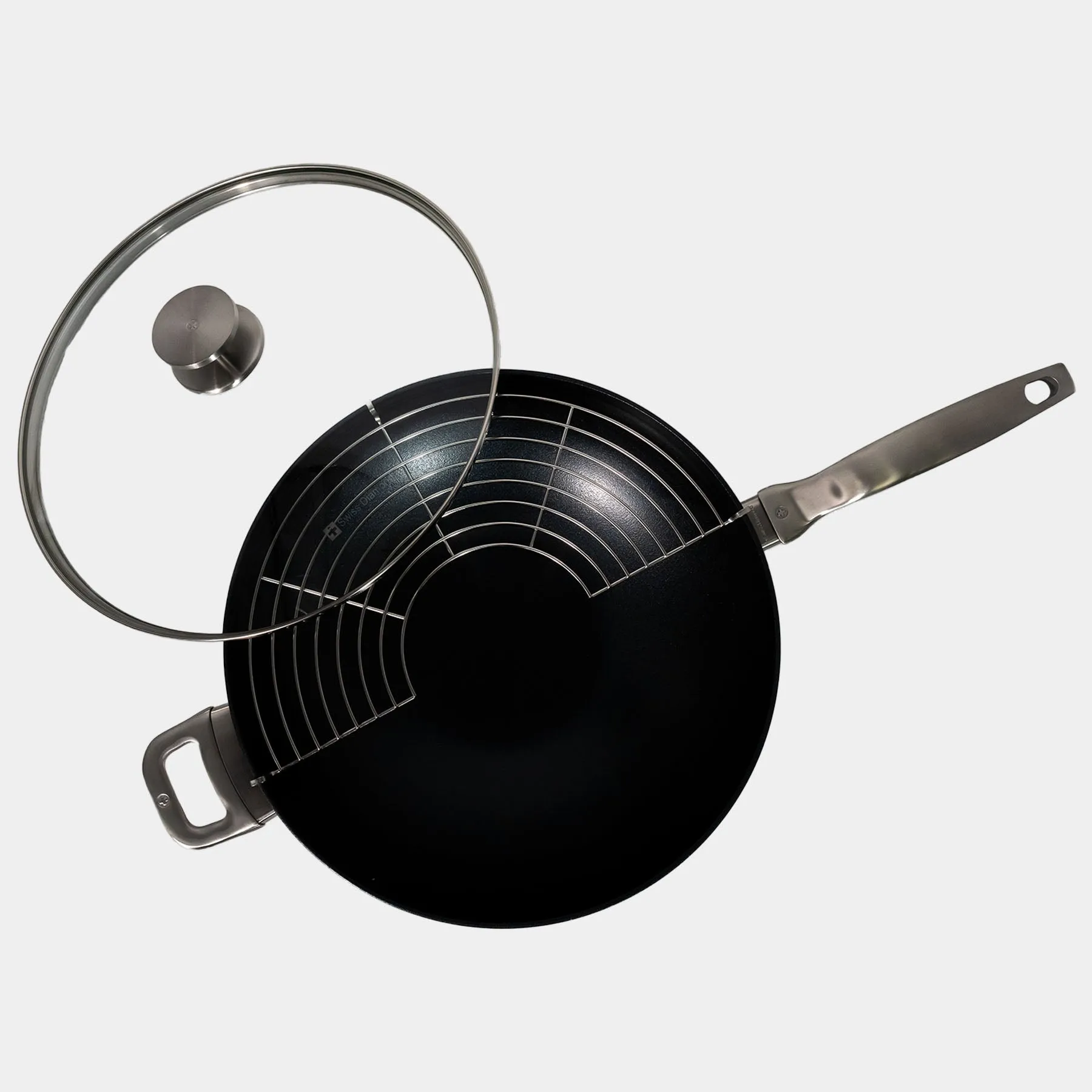 CHD Nonstick 12.5" Wok with Glass Lid