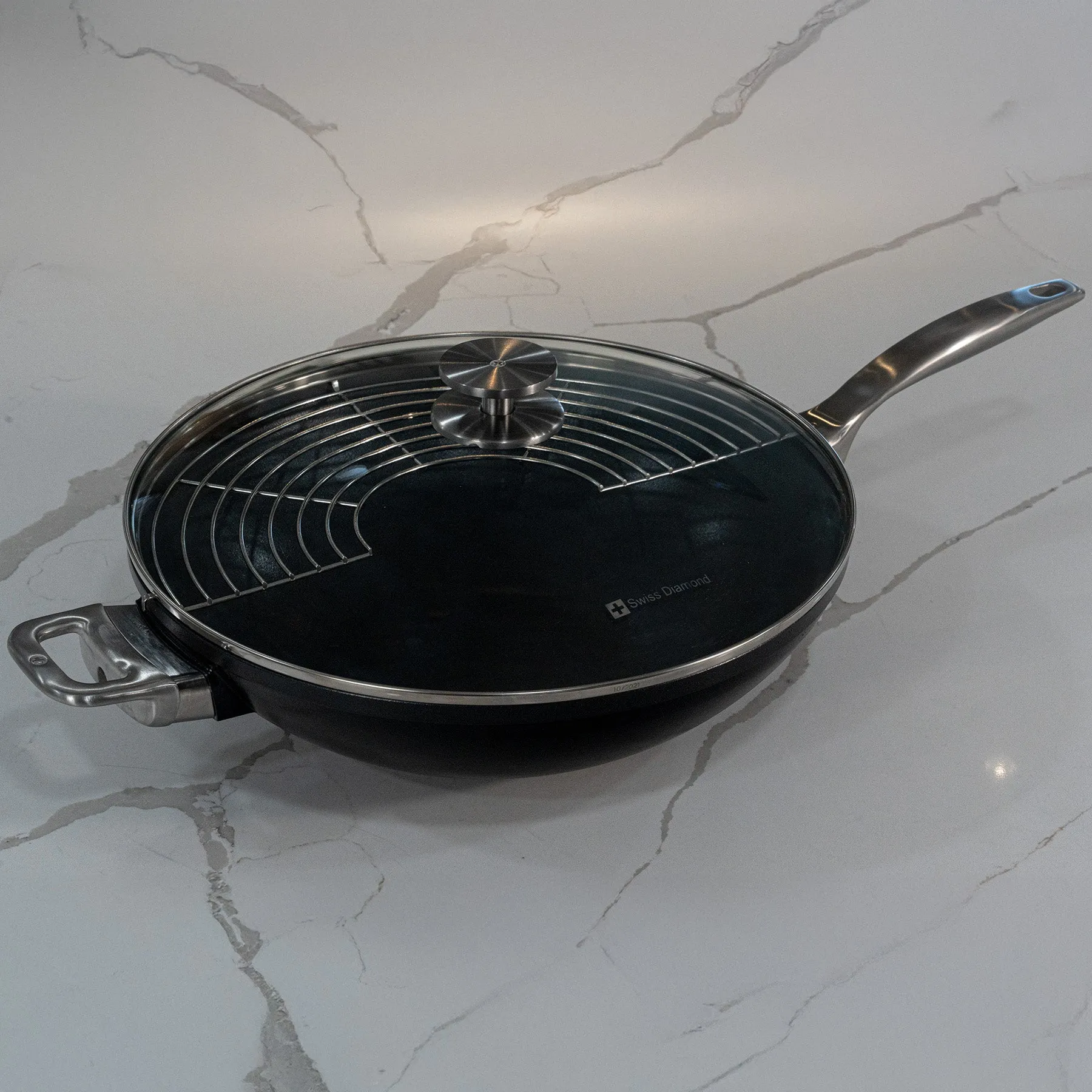 CHD Nonstick 12.5" Wok with Glass Lid