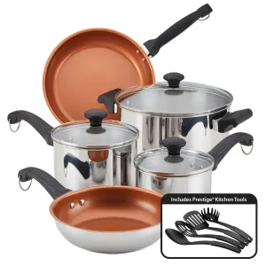 Classic Traditions Ceramic Stainless Steel 12-Piece Cookware Set