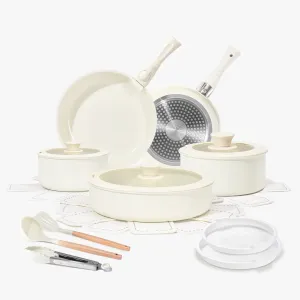 Detachable Handle Ceramic Nonstick 19-Piece Cookware Set