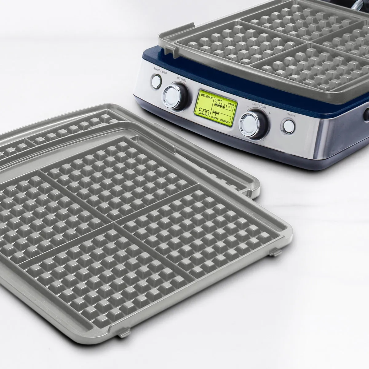 Elite Ceramic Nonstick 4-Square Waffle Maker | Oxford Blue