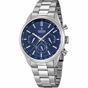 Festina Timeless Chronograph Stainless Steel Chronograph Mens Watch I Model F16820/2 Quartz Movement