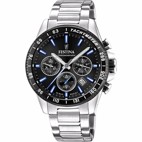 Festina Timeless Chronograph Stainless Steel Chronograph Mens Watch I Model F20560/5 Quartz Movement