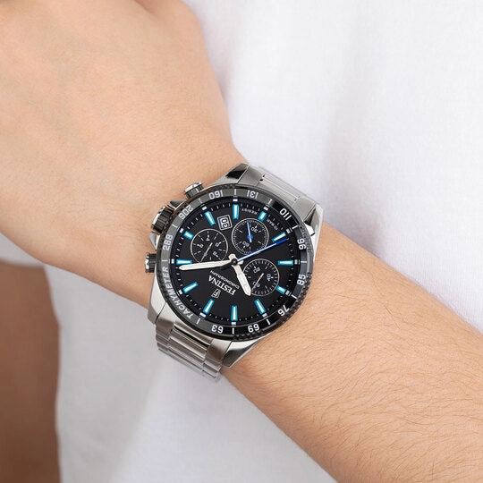 Festina Timeless Chronograph Stainless Steel Chronograph Mens Watch I Model F20560/5 Quartz Movement