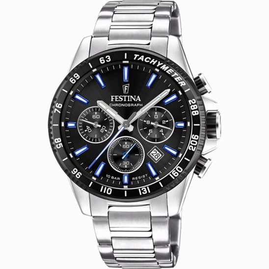 Festina Timeless Chronograph Stainless Steel Chronograph Mens Watch I Model F20560/5 Quartz Movement