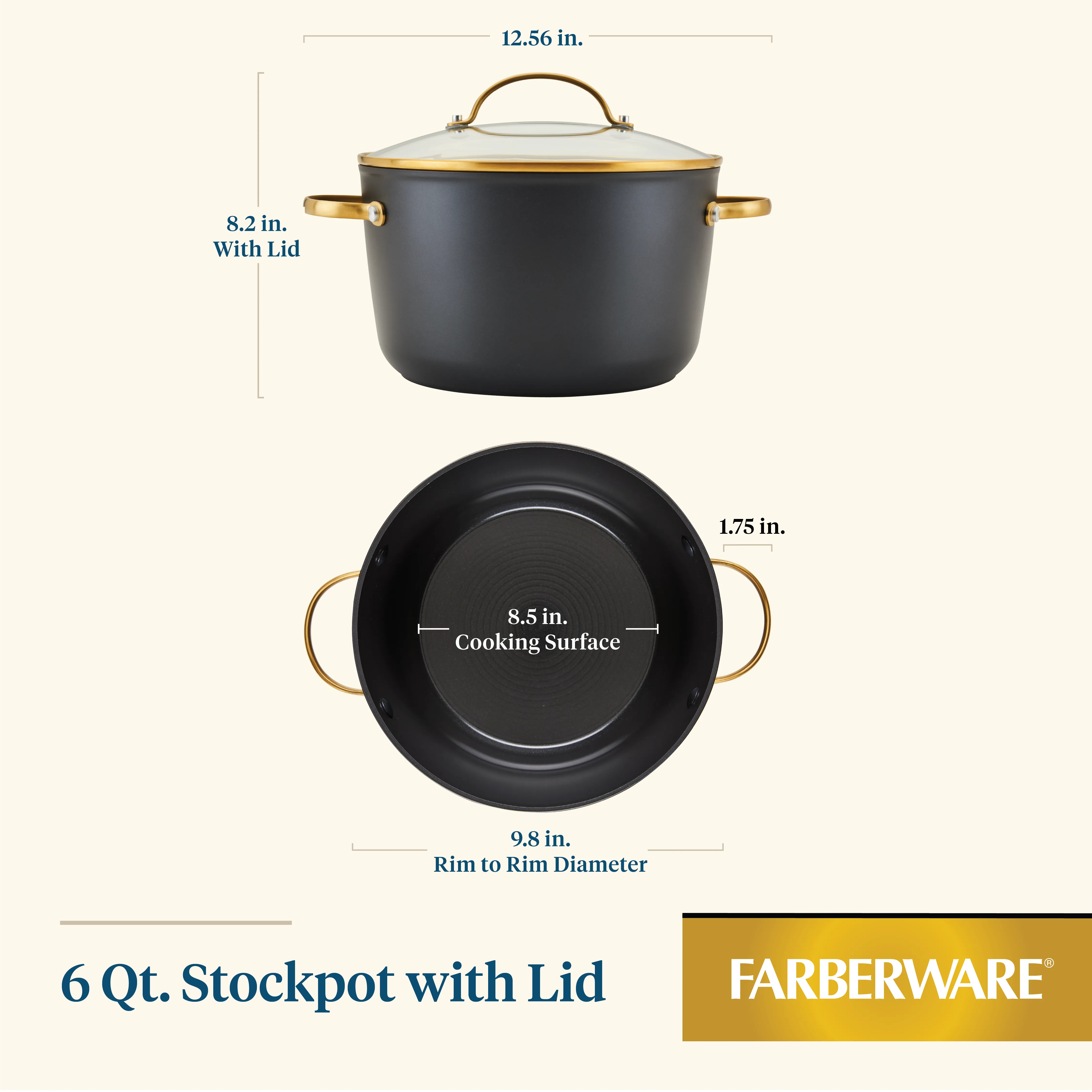 Forged Induction Ceramic 6-Quart Stockpot With Lid