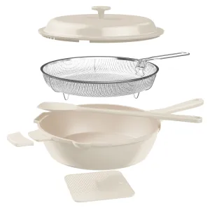 Granitestone 10" Zuka Pan – 6-Piece Multi-Functional 10-in-1 Everyday Pan Set with Lid, Nylon Spoon & Steamer Basket