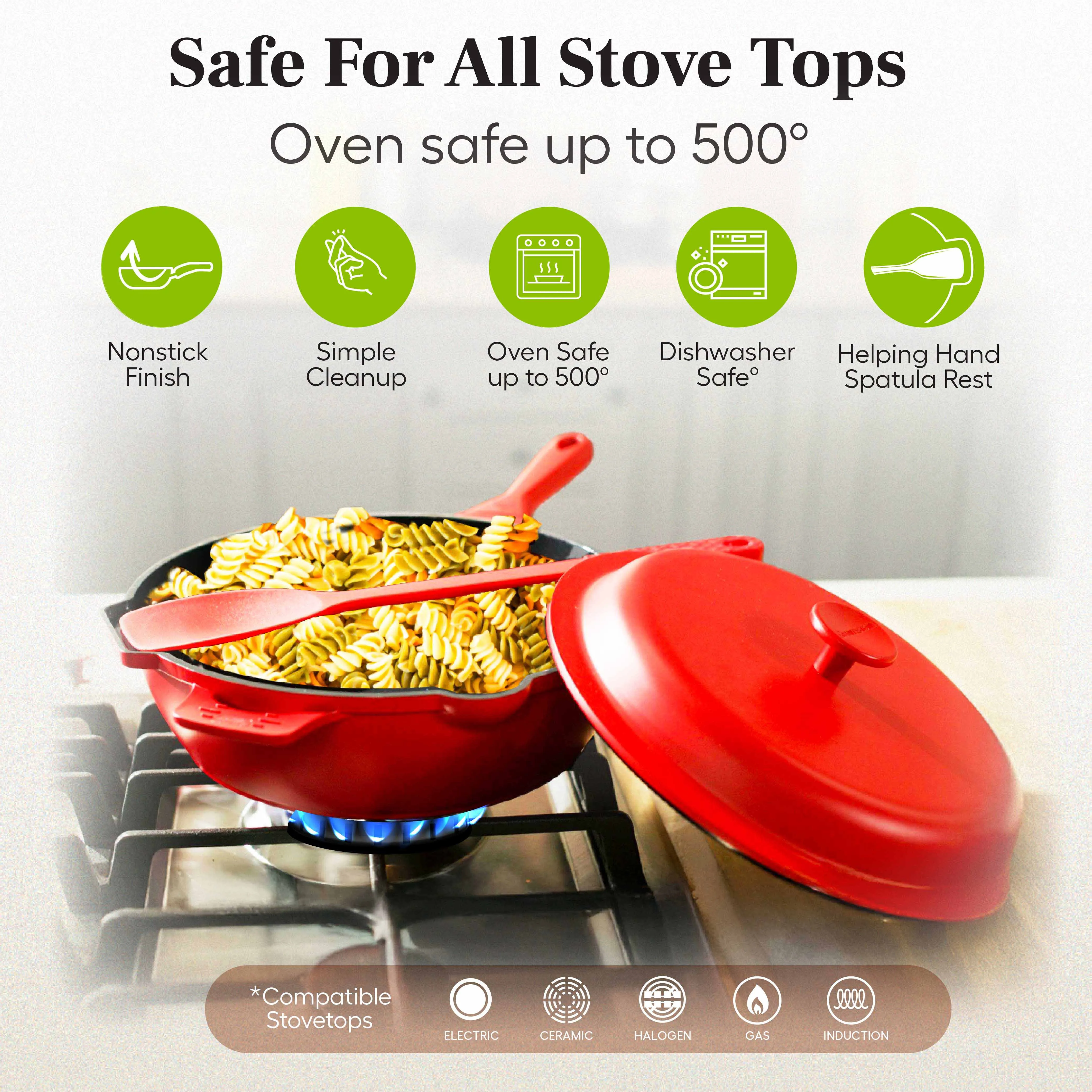 Granitestone 10" Zuka Pan – 6-Piece Multi-Functional 10-in-1 Everyday Pan Set with Lid, Nylon Spoon & Steamer Basket