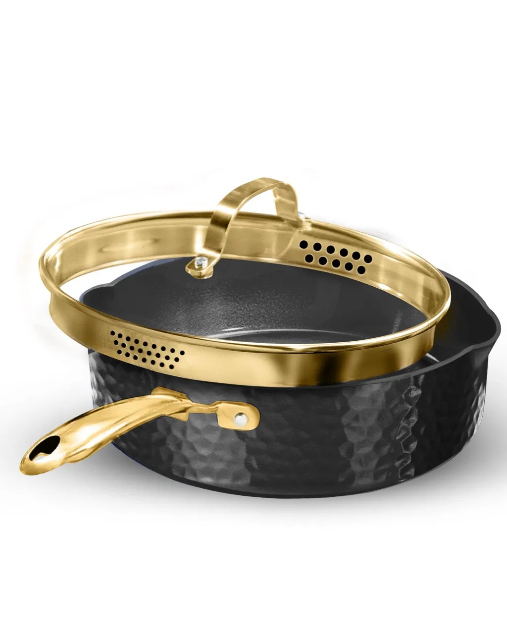 Granitestone Charleston Collection - Hammered Cookware - Pans, Available in Navy, Black, and White
