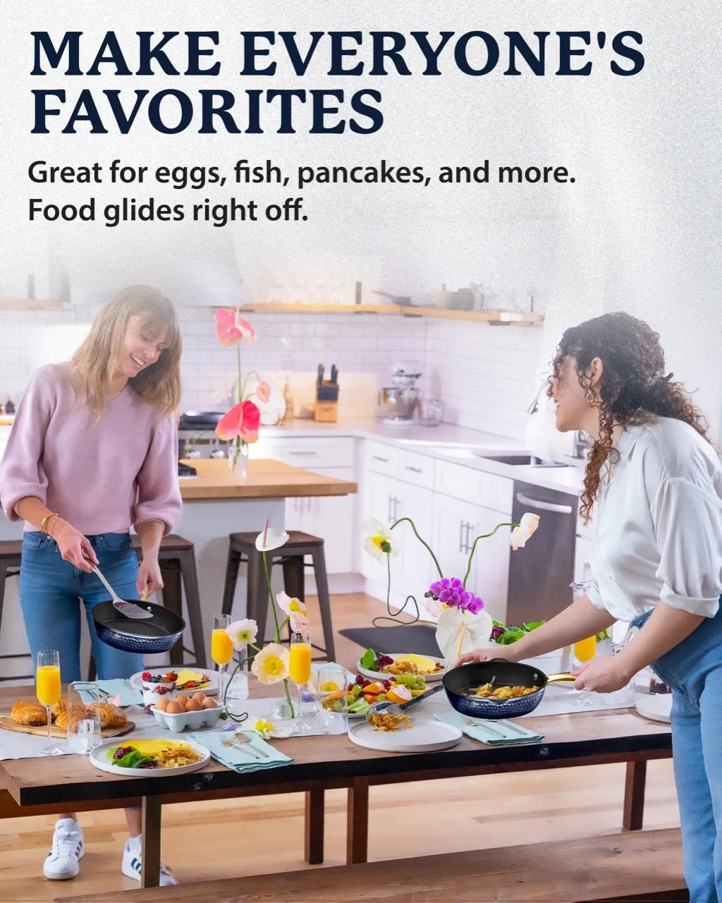 Granitestone Charleston Collection - Hammered Cookware - Pans, Available in Navy, Black, and White