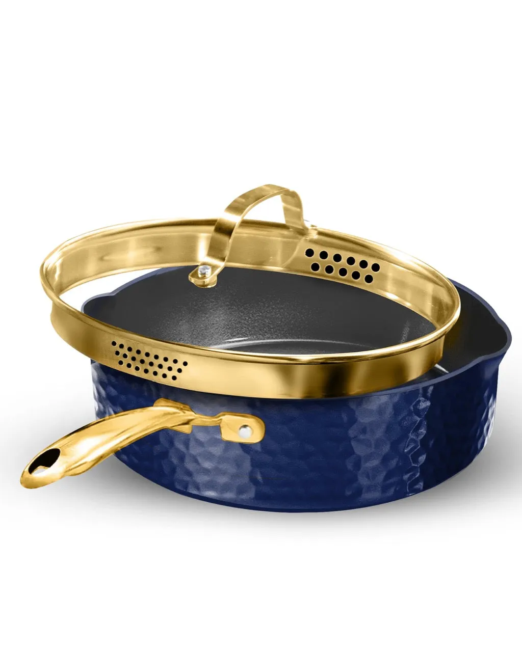 Granitestone Charleston Collection - Hammered Cookware - Pans, Available in Navy, Black, and White