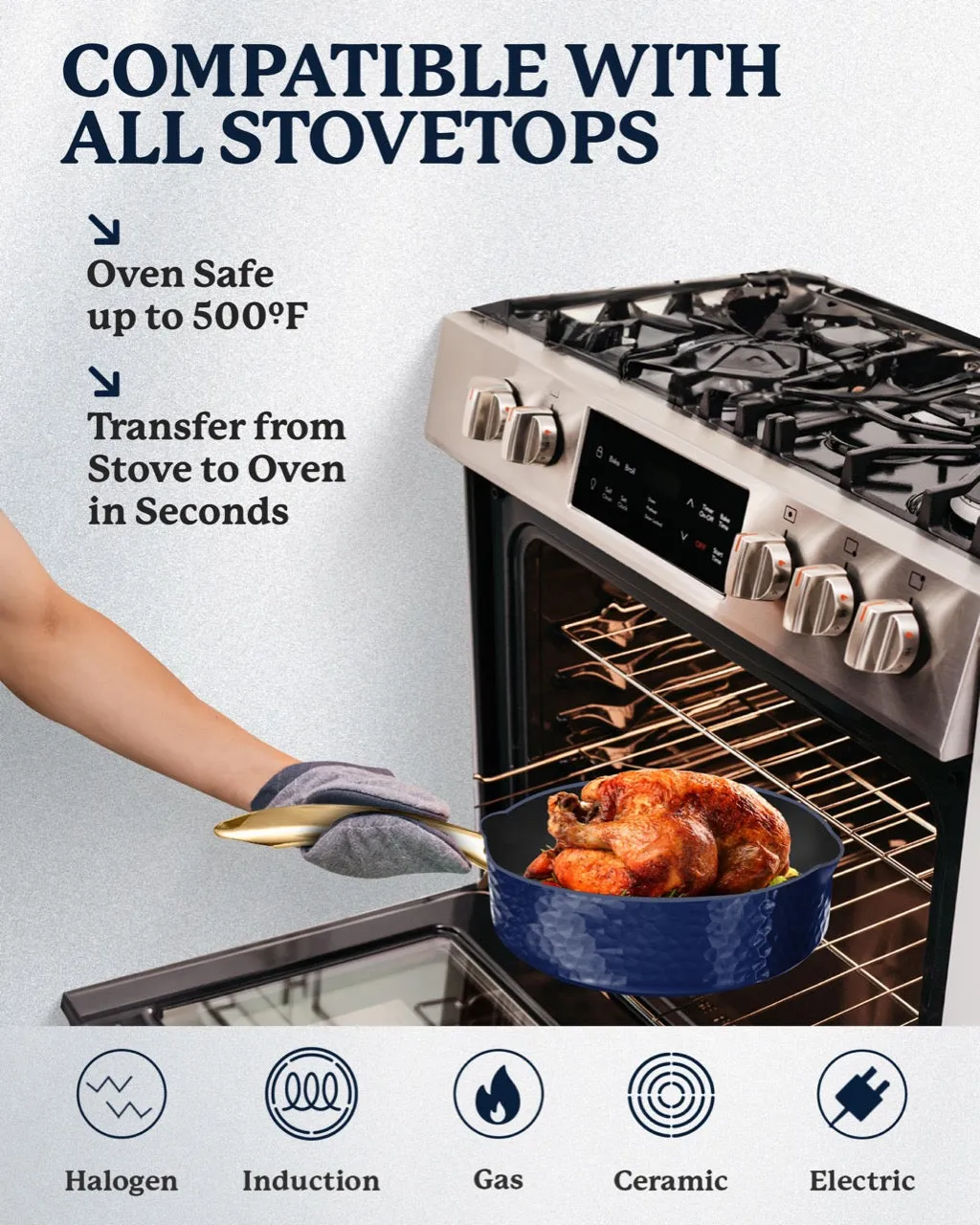 Granitestone Charleston Collection - Hammered Cookware - Pots, Pans, Available in Navy, Black, and White