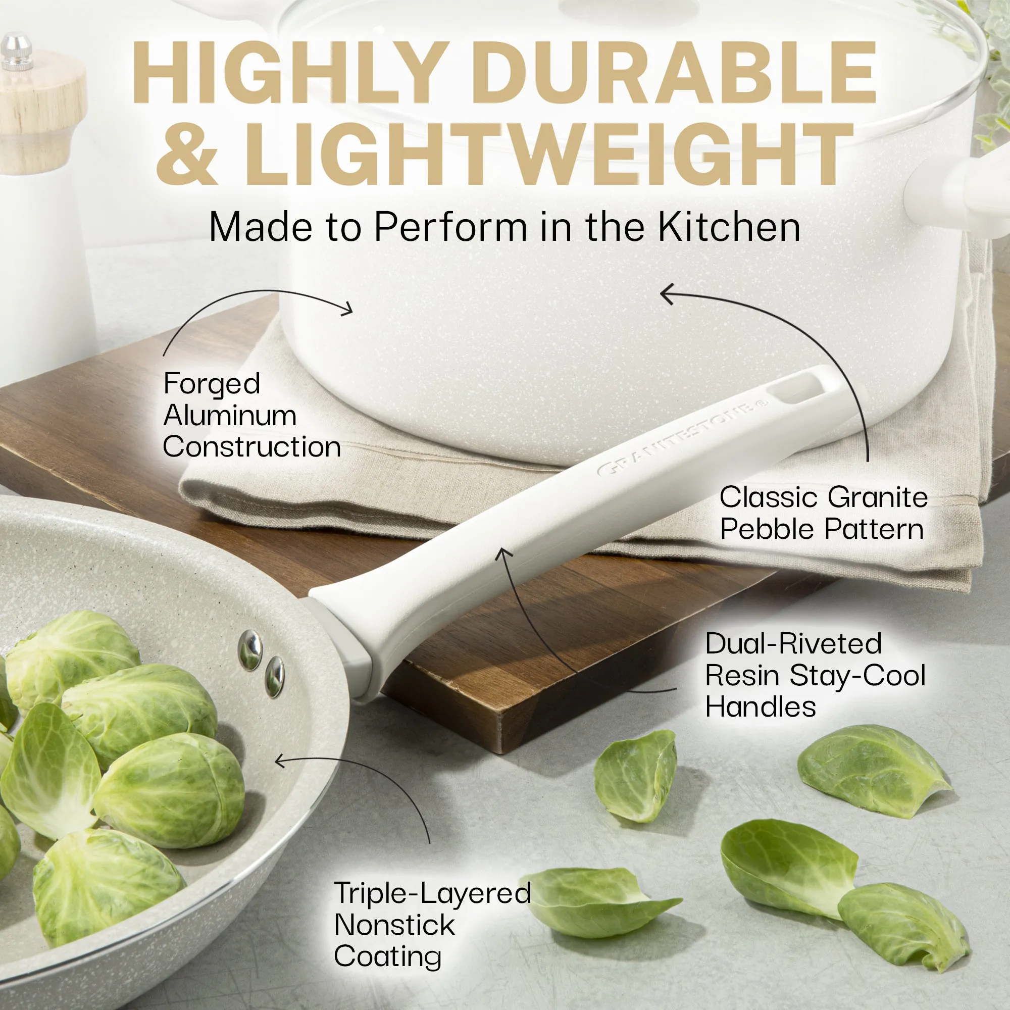 Granitestone Desert Collection 20 Piece Set with Utensils & Protectors