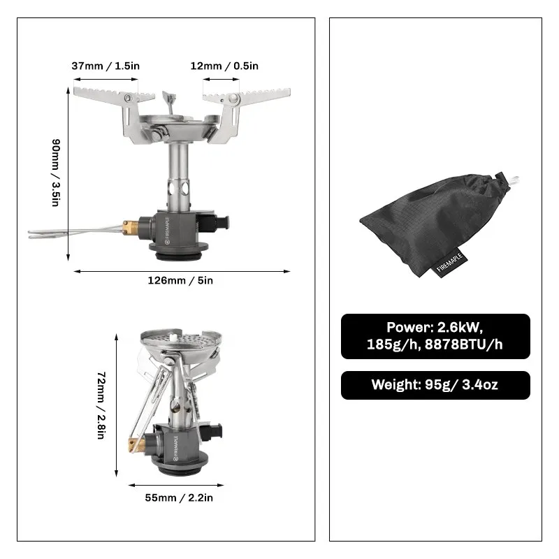 GreenPeak II Gas Stove | Pressure-regulator | 3.4oz | 2600W