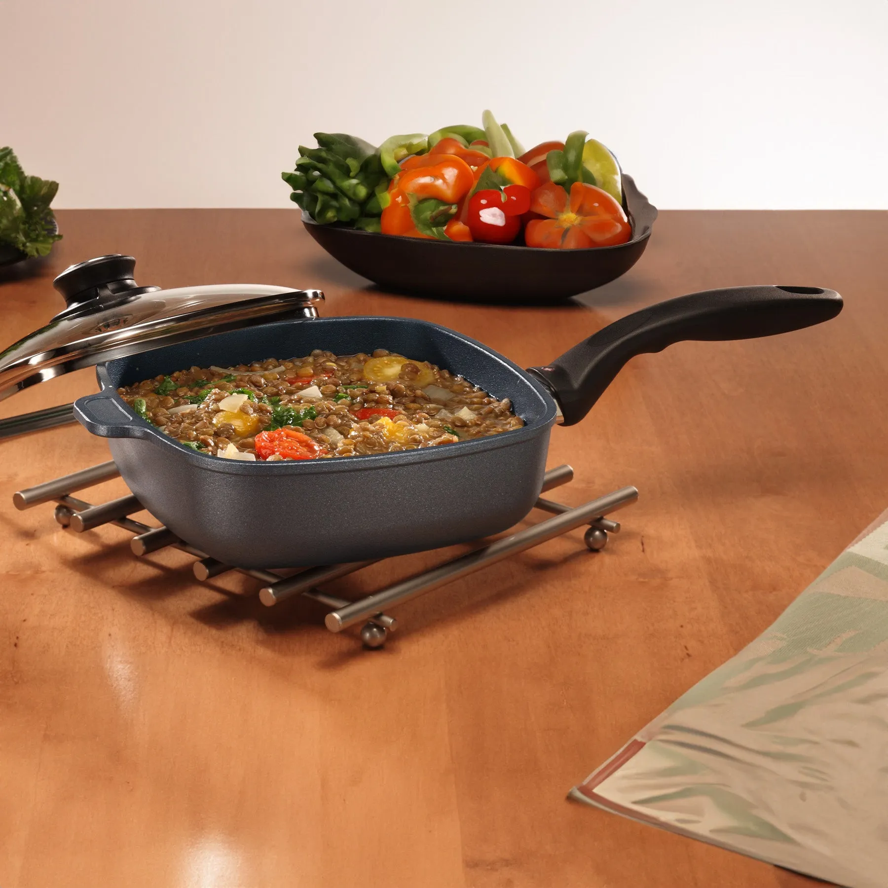 HD Nonstick Square Saute Pan with Glass Lid