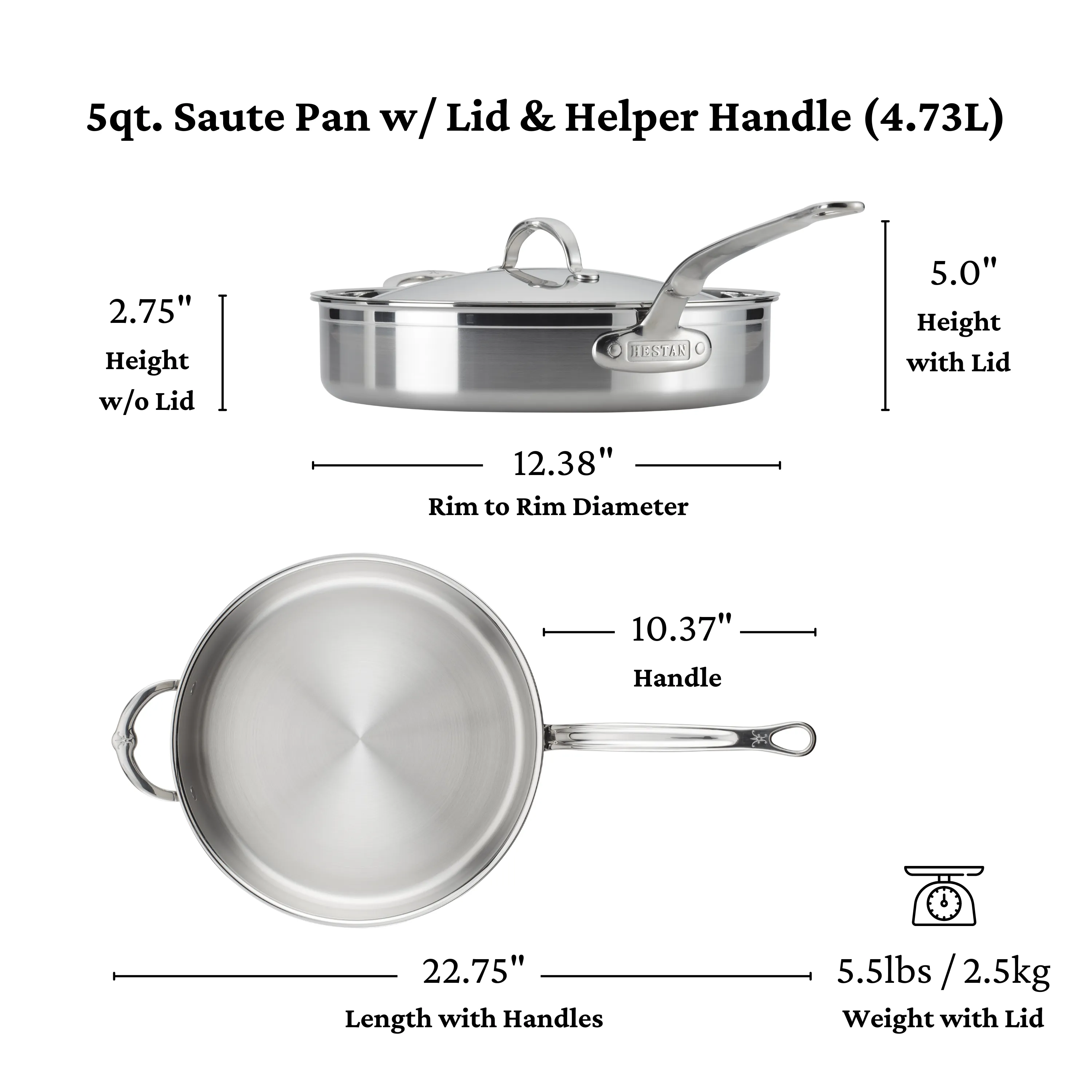 Hestan Probond Covered Sauté Pan w/Helper Handle