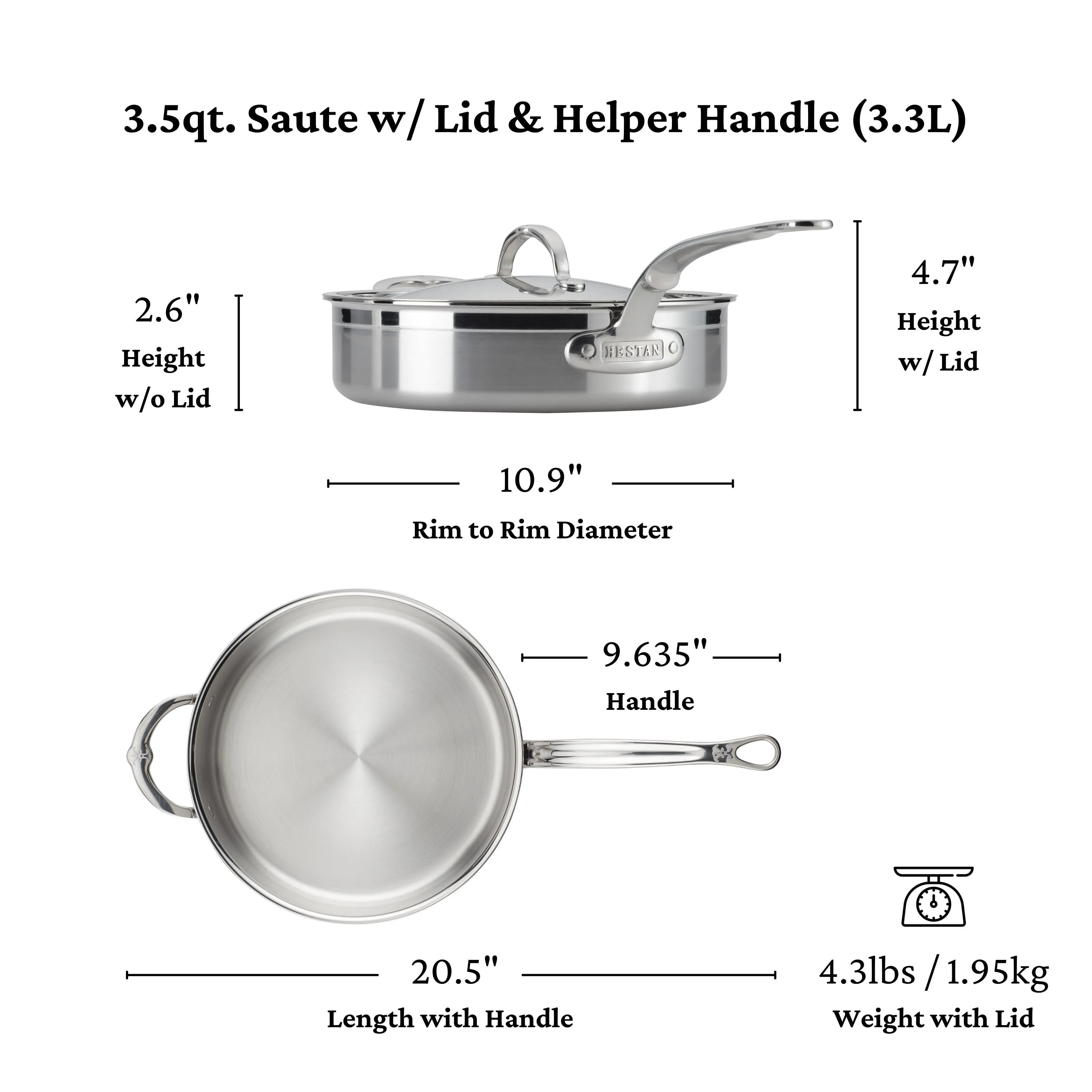 Hestan Probond Covered Sauté Pan w/Helper Handle