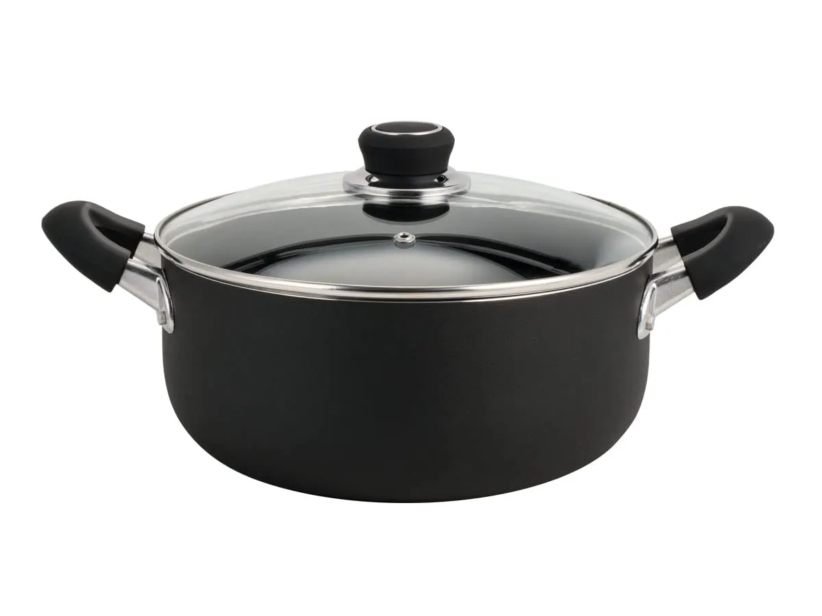 HUDSON Casserole Kitchen, 9 Qt, Pot 11-inch Black Aluminium Non-stick